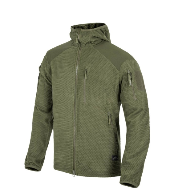 Куртка Alpha Hoodie Jacket - Grid Fleece Helikon-Tex Olive Green XXL Тактична - зображення 1