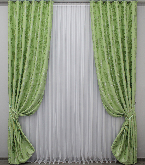 Комплект готовых штор VR-Textil Блэкаут Лилия № 1104ш Салатовый 150х270 ...
