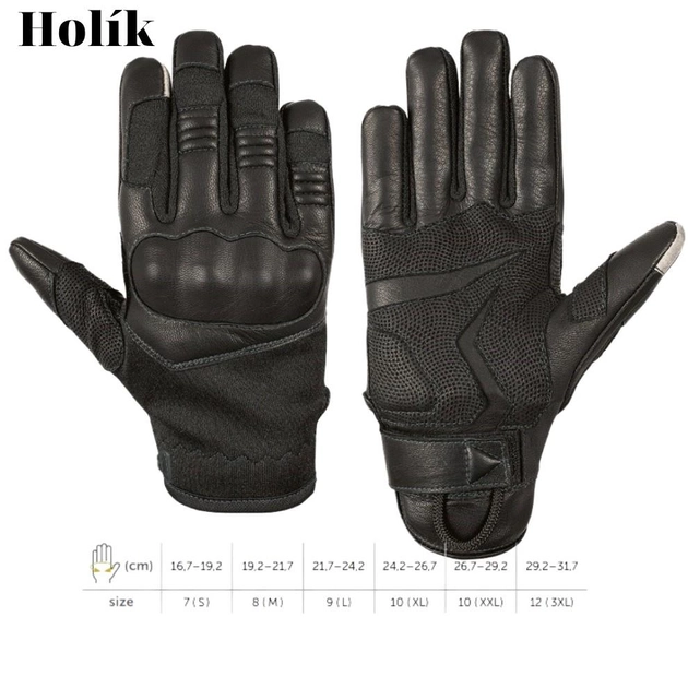Тактические сенсорные кожаные перчатки Holik Beth black размер L - изображение 2