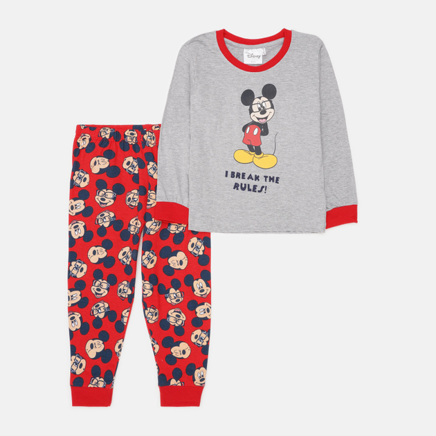 Акція на Піжама дитяча літня (футболка з довгими рукавами + штани) Disney 2200006208 116 см Сіра від Rozetka