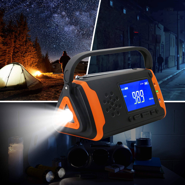 Фонарь кемпинговый с динамо KAYINOW 088 4000 mAh FM AM радио повербанком - изображение 3