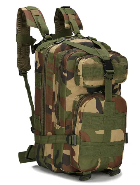 Тактичний штурмовий військовий рюкзак B02 25л камуфляж woodland - зображення 1