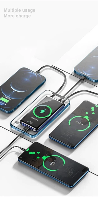 Зовнішній акумулятор Power Bank з бездротовою зарядкою 3 в 1 TOACH №1557 - зображення 8