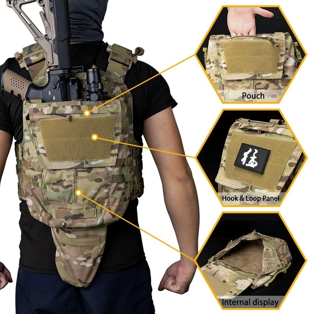 Плитоноска бронежилет Мультикам на 6 магазинов c штурмовой панелью рюкзак под винтовку AR,АК Multicam IDP7404MC - изображение 2