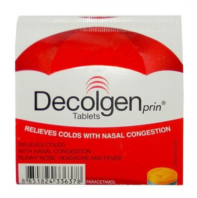 Тайские таблетки от простуды, насморка и температуры 4 шт (1 упаковка) Decolgen (8851824336378) - изображение 1