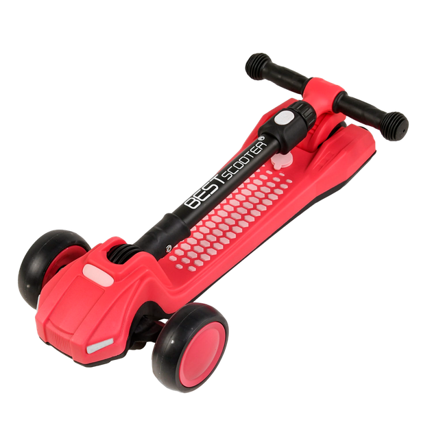 Самокат трехколесный со светящимися колесами и дымом Best Scooter Красный - изображение 2