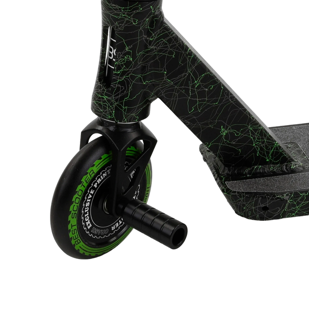 Самокат трюковый двухколесный с алюминиевыми пегами Best Scooter CRASH Черный с зеленым - изображение 3