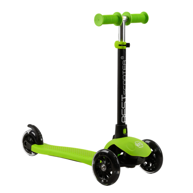 Трехколесный самокат со светящимися колесами и родительской ручкой Best Scooter Салатовый - Фото 3 Трехколесный самокат со светящимися колесами и родительской ручкой Best Scooter Салатовый - изображение 3