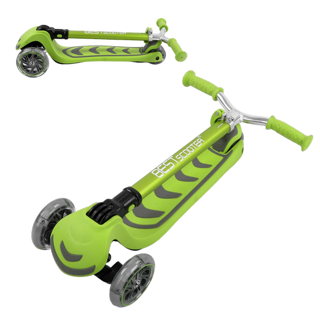 Самокат трехколесный со светящимися колесами Best Scooter Салатовый - изображение 3