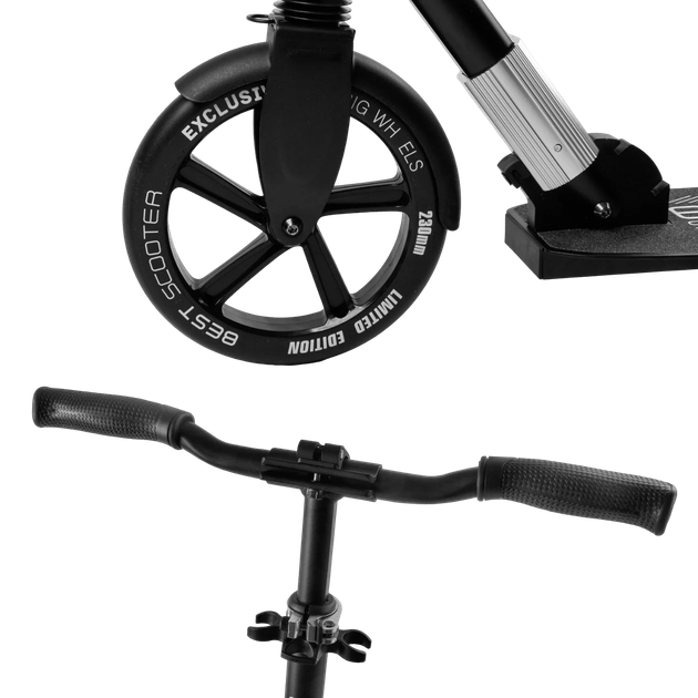 Самокат двухколесный с большими колесами и амортизатором Best Scooter Черный с белым - изображение 2