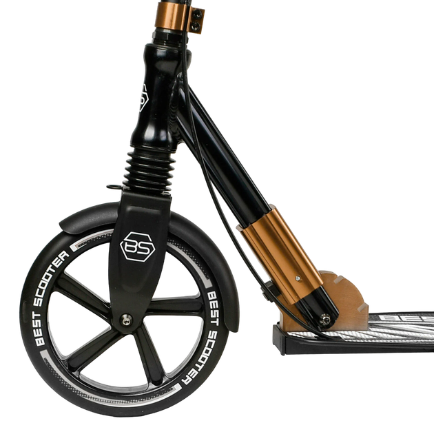Самокат двухколесный с большими колесами и ручным тормозом Best Scooter Черный - Фото 5 Самокат двухколесный с большими колесами и ручным тормозом Best Scooter Черный - изображение 5