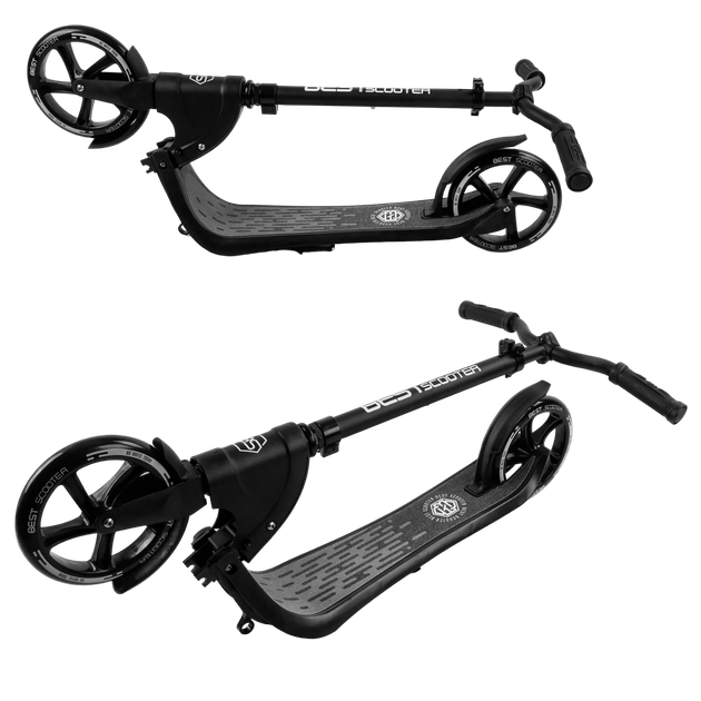 Самокат двоколісний з великими колесами і підніжками Best Scooter Чорний - Фото 3 Самокат двоколісний з великими колесами і підніжками Best Scooter Чорний - зображення 3