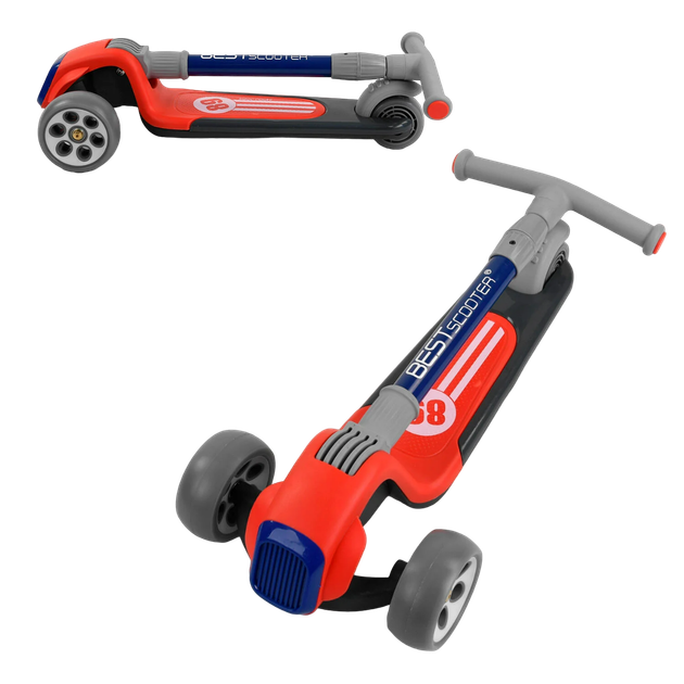 Самокат трехколесный со светящимися колесами Best Scooter Синий с ...