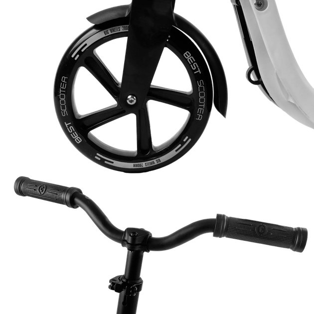 Самокат двоколісний з великими колесами і підніжками Best Scooter Чорний з білим - Фото 2 Самокат двоколісний з великими колесами і підніжками Best Scooter Чорний з білим - зображення 2
