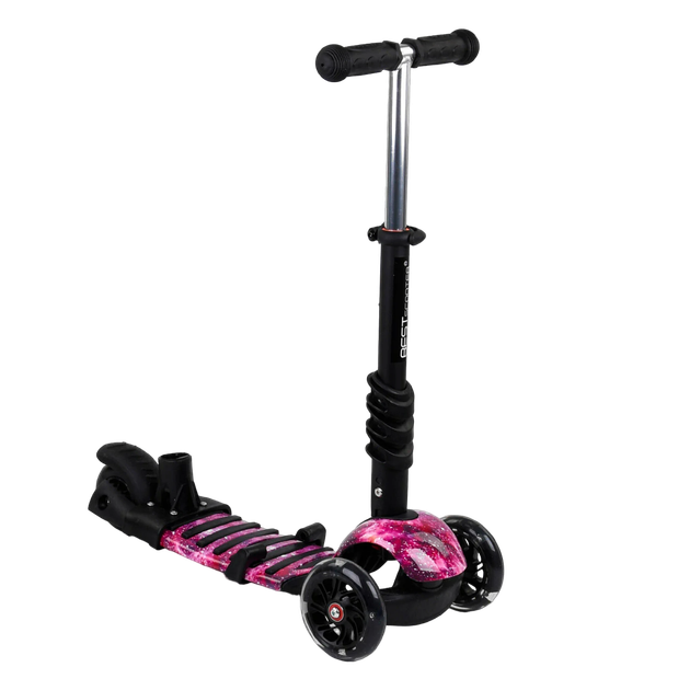 Трехколесный самокат со светящимися колесами и родительской ручкой 5 в 1 Best Scooter Розовый вид 4 - Фото 2 Трехколесный самокат со светящимися колесами и родительской ручкой 5 в 1 Best Scooter Розовый вид 4 - изображение 2