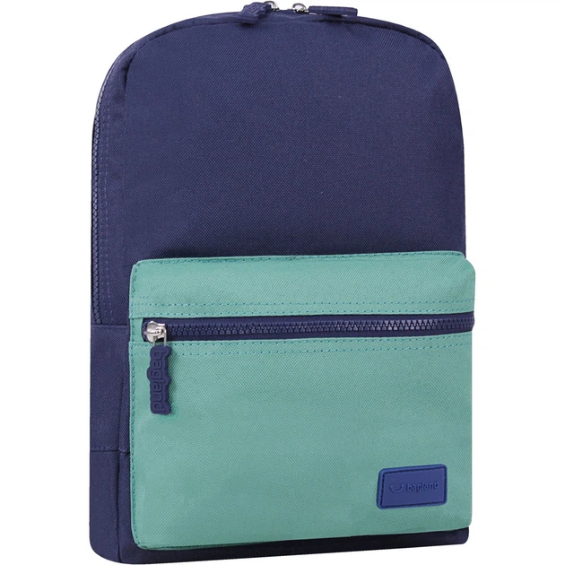 Молодежный рюкзак mini для парня Bagland 8 л из ткани чернильный с зеленым накладным карманом - Фото 1 Молодежный рюкзак mini для парня Bagland 8 л из ткани чернильный с зеленым накладным карманом - изображение 1