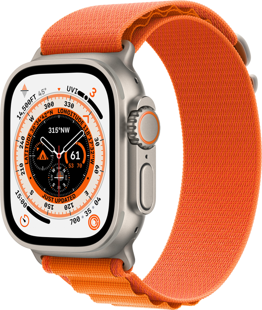 Smartwatch Apple Watch Ultra GPS + Cellular 49mm Titanium Case with Orange Alpine Loop - Medium (MQFL3) - obraz 1