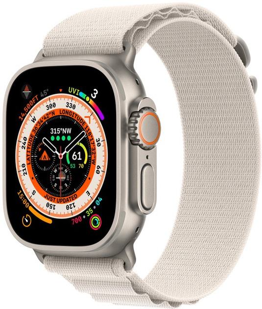 Smartwatch Apple Watch Ultra GPS + Cellular 49mm Titanium Case with Starlight Alpine Loop - Medium (MQFR3) - obraz 2