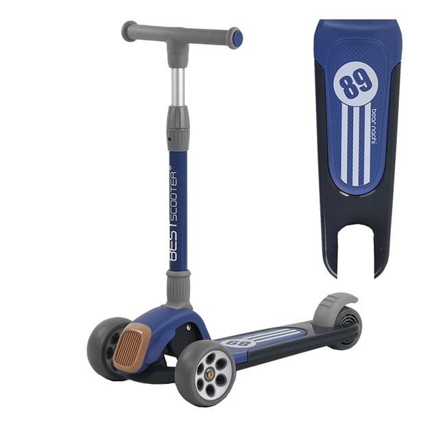Самокат триколісний Best Scooter RS-8999, складне алюмінієве кермо, колеса PU зі світлом, Синій - зображення 8