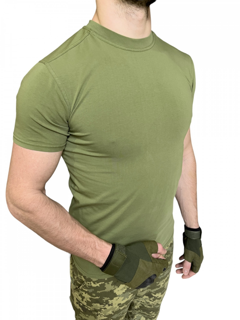 Футболка Олива ЗСУ , летняя военная футболка мужская , тактическая футболка военнослужащих всу . Размер 58 - изображение 1