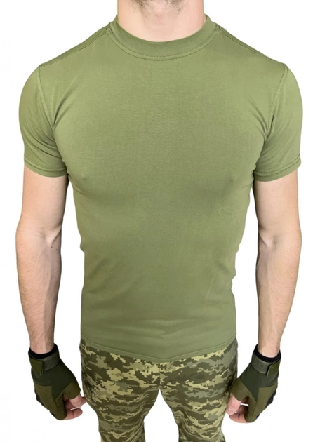 Футболка Олива ЗСУ , летняя военная футболка мужская , тактическая футболка военнослужащих всу . Размер 58 - изображение 2