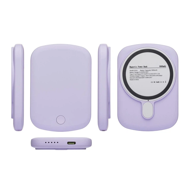 УМБ магнитный павербанк безпроводное зарядное MagSafe Power Bank Battery Pack 5000mAh 20W Фиолетовый (10099) - изображение 8
