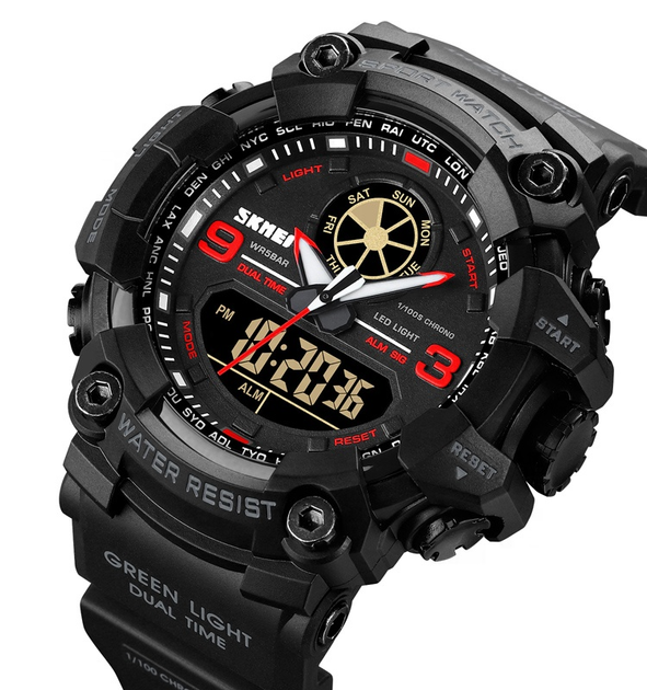 Чоловічий наручний годинник Skmei 1818 Black-Red спортивний з підсвічуванням - зображення 2