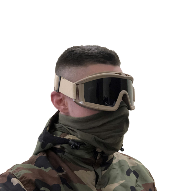 Тактические очки защитная маска -Армейские очки с сменными линзами -Койот -Daisy с 3 линзами - изображение 1