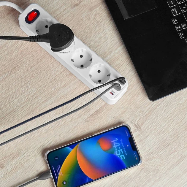 Мережевий фільтр з USB та Type-C-портами | Мережевий фільтр з USB-виходами для телефону | Hoco NS1 35511 - Фото 6 Мережевий фільтр з USB та Type-C-портами | Мережевий фільтр з USB-виходами для телефону | Hoco NS1 35511 - зображення 6
