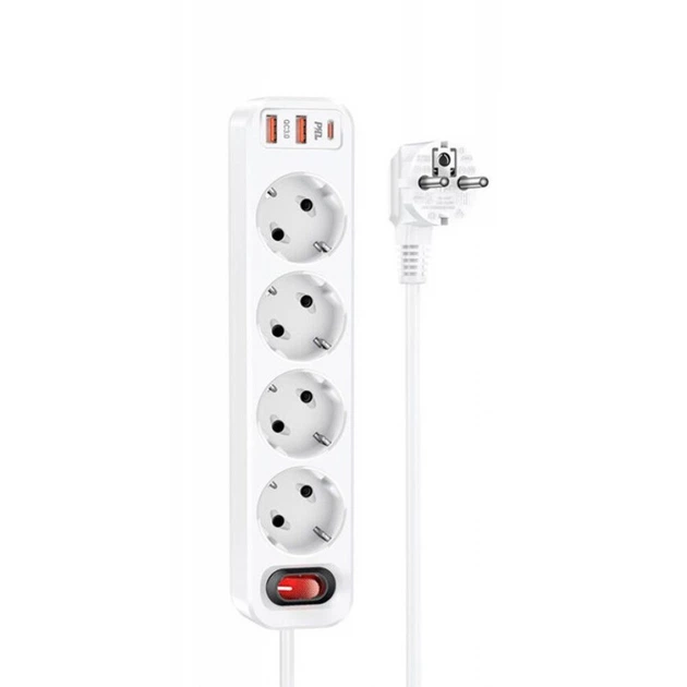 Мережевий фільтр з USB та Type-C-портами | Мережевий фільтр з USB-виходами для телефону | Hoco NS1 35511 - Фото 9 Мережевий фільтр з USB та Type-C-портами | Мережевий фільтр з USB-виходами для телефону | Hoco NS1 35511 - зображення 9