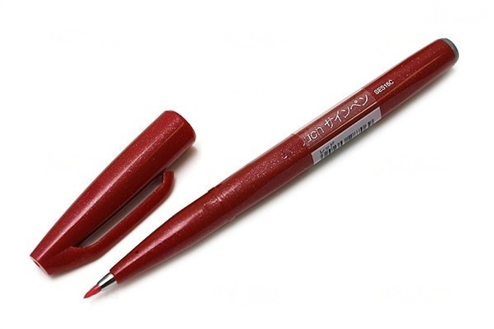 Маркер для каллиграфии Pentel Brush Sign Pen красный – фото, отзывы ...