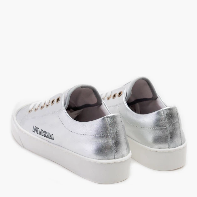 Trampki damskie skórzane Love Moschino JA15473G0EIF-0902 36 (22 cm) Srebrne (8054400664227) - obraz 3