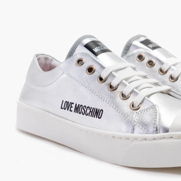 Trampki damskie skórzane Love Moschino JA15473G0EIF-0902 36 (22 cm) Srebrne (8054400664227) - obraz 4