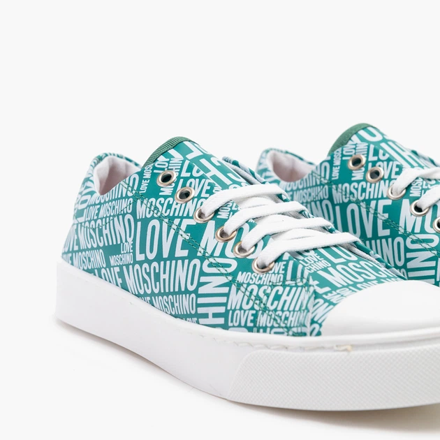 Trampki damskie skórzane Love Moschino JA15493G0EJE0-80A 39 (23,5 cm) Zielone (8054400664883) - obraz 4
