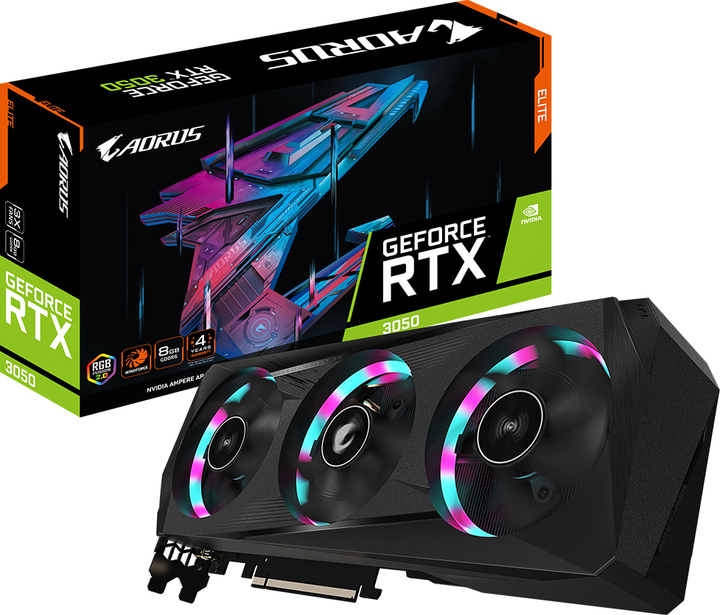Gigabyte PCI-Ex GeForce RTX 3050 ELITE 8G Aorus 8GB GDDR6 (128bit) (1860/14000) (2 x HDMI, 2 x DisplayPort) (GV-N3050AORUS E-8GD) - obraz 9
