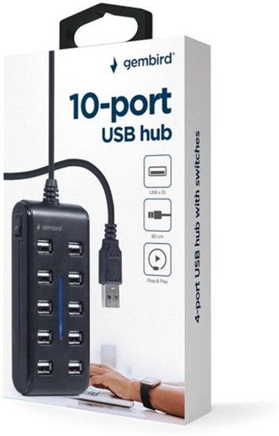 Hub USB na 10 portów USB 2.0 Gembird UHB-U2P10P-01 - obraz 5