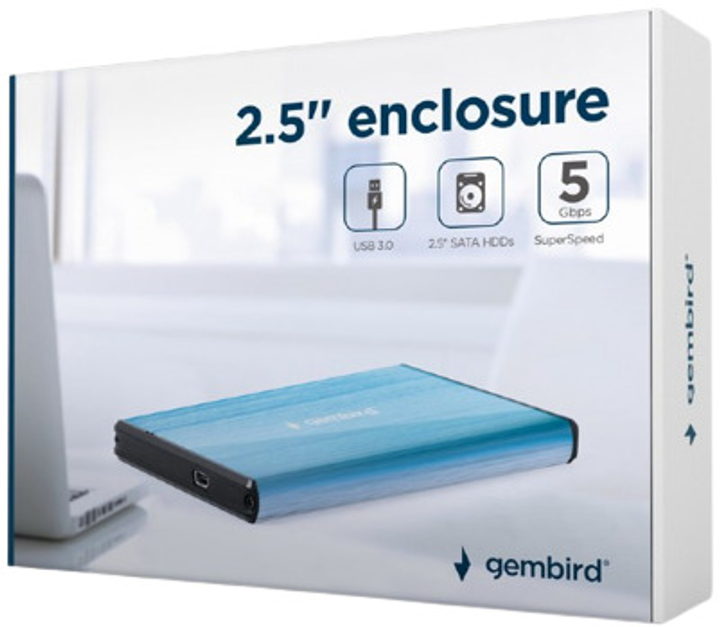 Зовнішня кишеня Gembird для HDD 2.5" SATA USB 3.0 Blue (EE2-U3S-3-B) - зображення 2