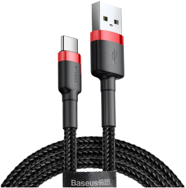 Кабель Baseus Cafule Cable USB for Type-C 2A 2.0 м Red/Black (CATKLF-C91) - зображення 1
