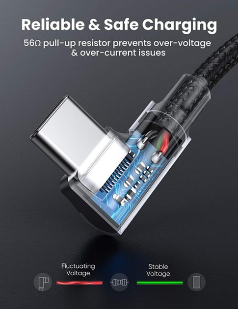Кабель Ugreen US323 Type-C-Type-C Both Angled 3 A Cable 1 м Gray\Black (UGR-70529) - зображення 6