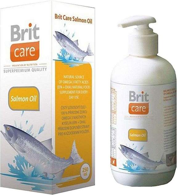 Олія лосося для собак для здоров'я шкіри та вовни BRIT Care 250мл (8594031442844) - зображення 1