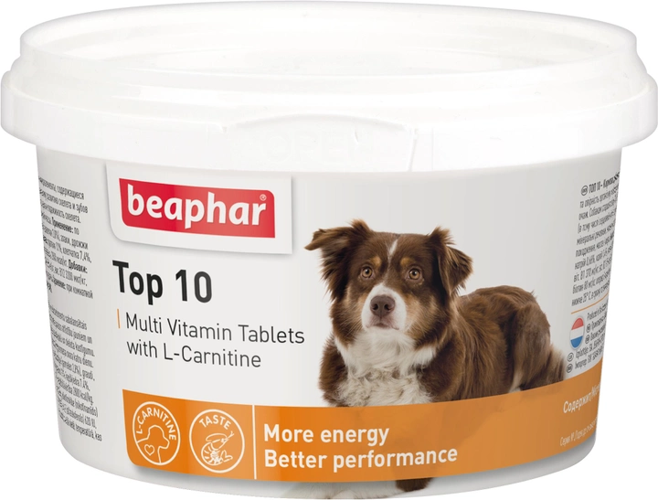 Preparat witaminowy dla psów z L-karnityną BEAPHAR Top 10 180 tabletek (12542) (8711231125425) - obraz 1