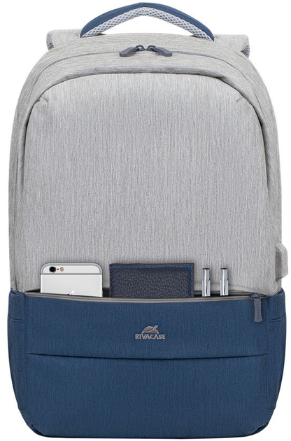 Plecak na laptopa RIVACASE Prater 7567 17.3" Grey/Dark Blue (7567 (Grey/Dark Blue)) - obraz 2