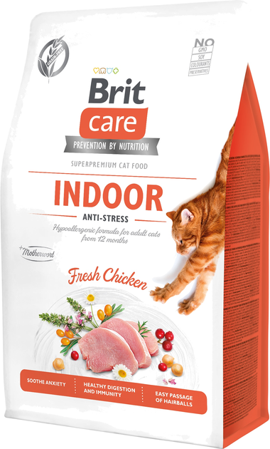 Сухий корм для кішок живуть у приміщенні Brit Care Cat GF Indoor Anti-stress з куркою 400 г (8595602540860) - зображення 1