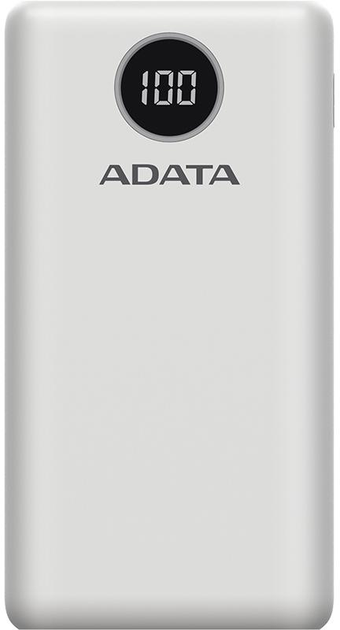 Powerbank ADATA P20000QCD 20000mAh PD 18W USB-C 2xUSB QC 3.0 Biały (PB931040) - obraz 1