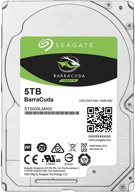 Dysk twardy Seagate BarraCuda HDD 5TB 5400rpm 128MB ST5000LM000 2.5 SATA III - obraz 1