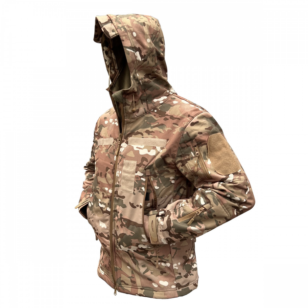 Куртка софтшел мультикам тактична куртка Softshell непромокаюча армійська куртка для військових розмір L - зображення 2
