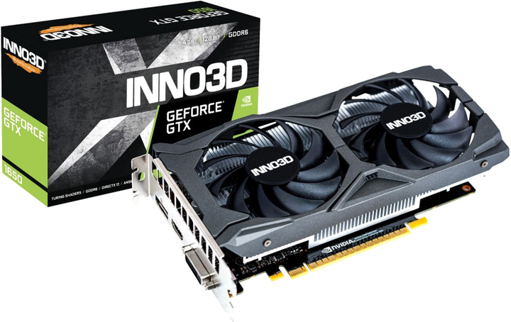 INNO3D PCI-Ex GeForce GTX 1650 Twin X2 OC V2 4GB GDDR6 (128bit) (1635/12000) (DVI, HDMI, DisplayPort) (N16502-04D6X-1720VA30) - obraz 1