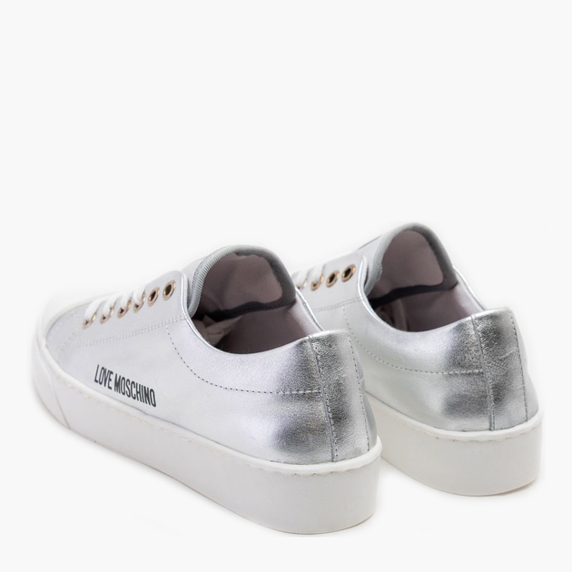 Trampki damskie skórzane Love Moschino JA15473G0EIF-0902 38 (23 cm) Srebrne (8054400664265) - obraz 3