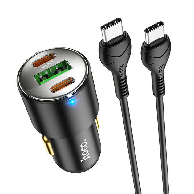 Автомобильное зарядное устройство Hoco Pd45w 3 Port 2c1a Car Charger Set Type C To Type C