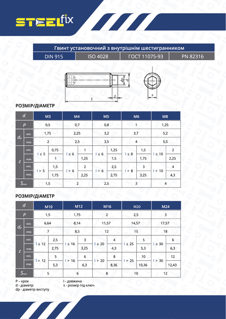 Винт М5х5 DIN915 кл.міц.45H оксид Steelfix 50 шт (009240) – фото ...